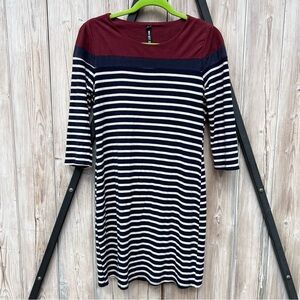 Design Lab Striped Navy and Burgundy Dress